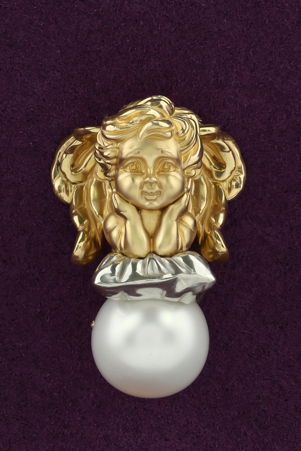 Подвеска из лимонного золота c жемчугом