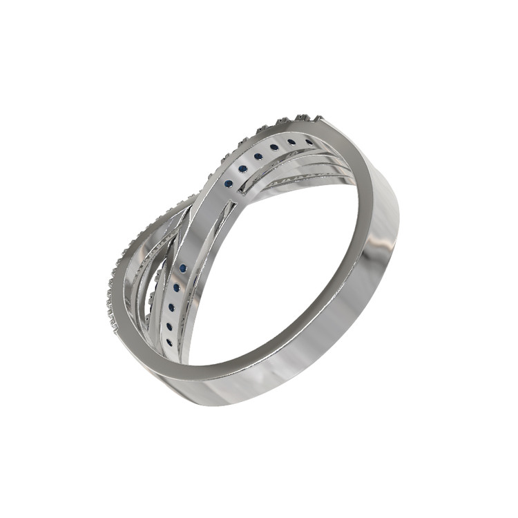 Кольцо из белого золота c бриллиантами и сапфиром