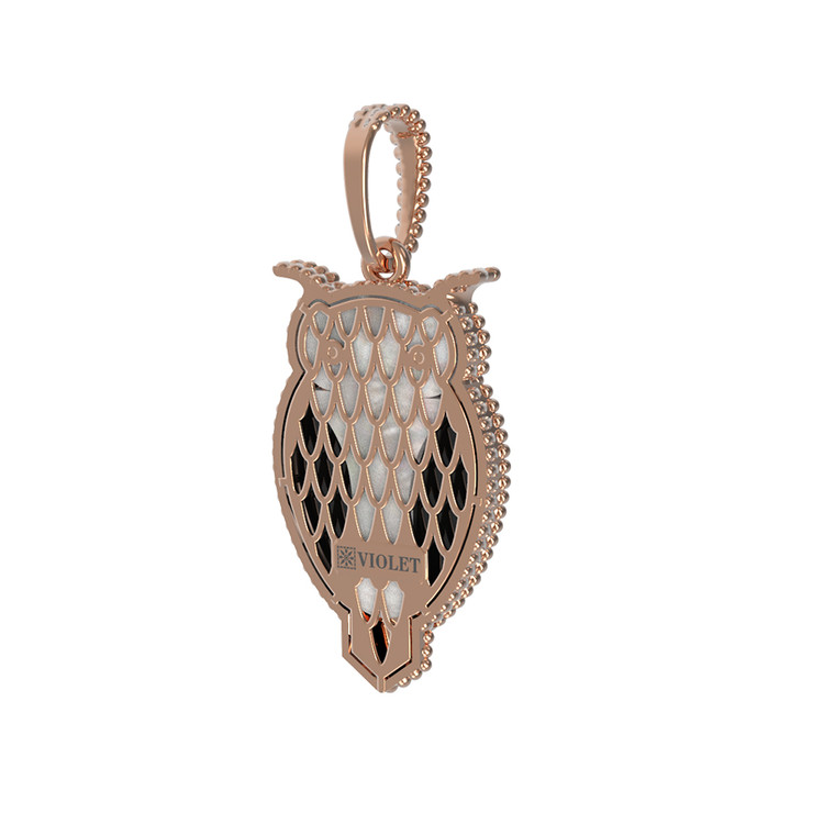 Подвеска из золота c эмаль , ониксом и перламутром