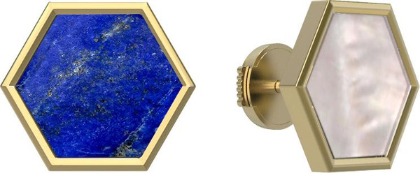 Серьги из лимонного золота c лазуритом и перламутром