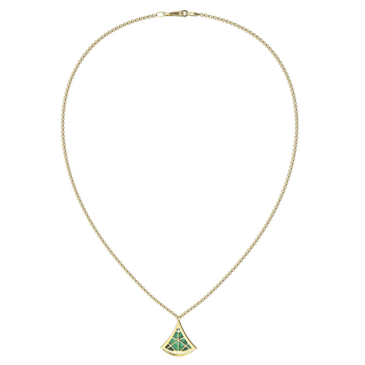 Колье из лимонного золота c малахитом