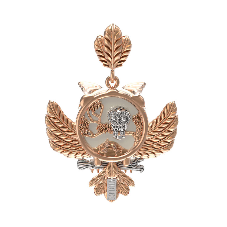 Подвеска из золота c эмалью и жемчугом