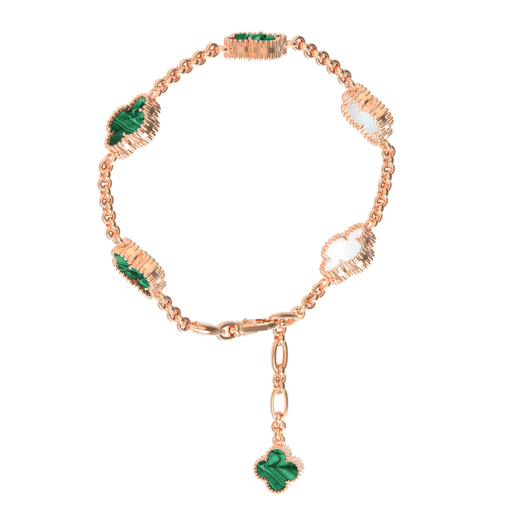 Браслет из золота c малахитом и перламутром