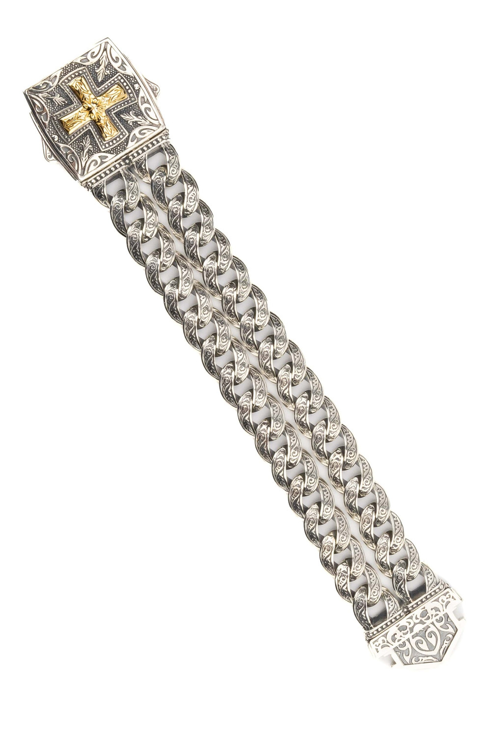 Браслет из серебра и золота c рубином