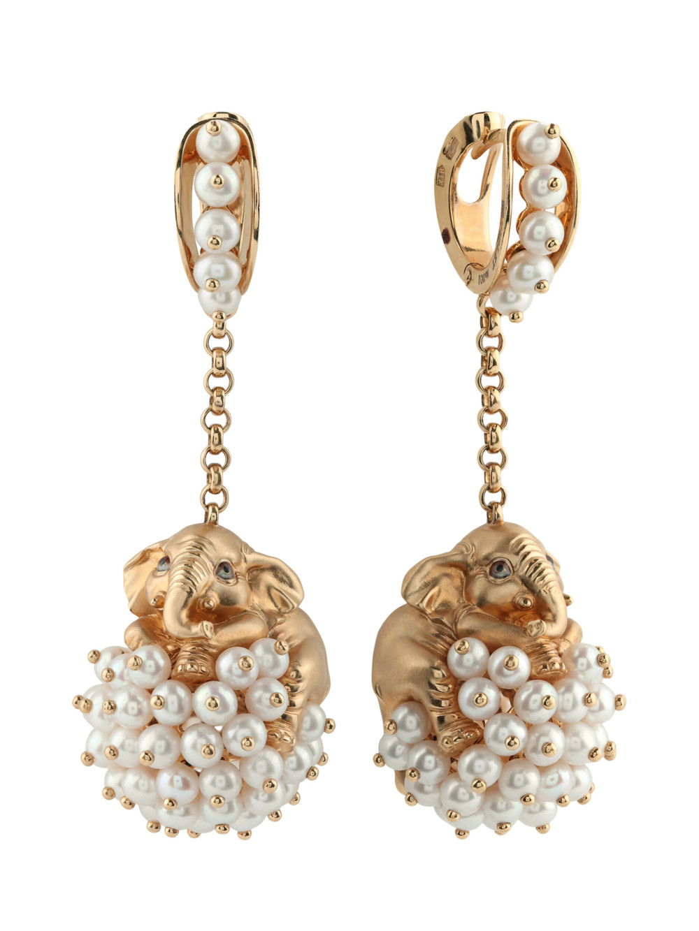 Серьги из золота c эмаль и жемчугом