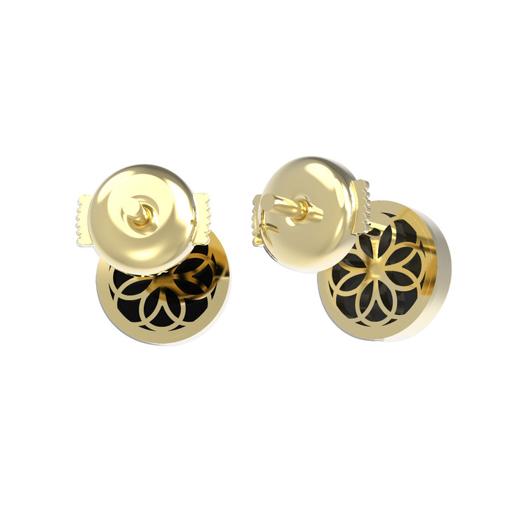 Серьги из лимонного золота c бриллиантами и ониксом