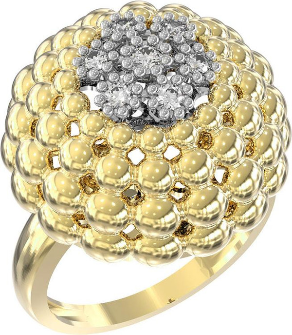 Кольцо из лимонного золота c бриллиантами