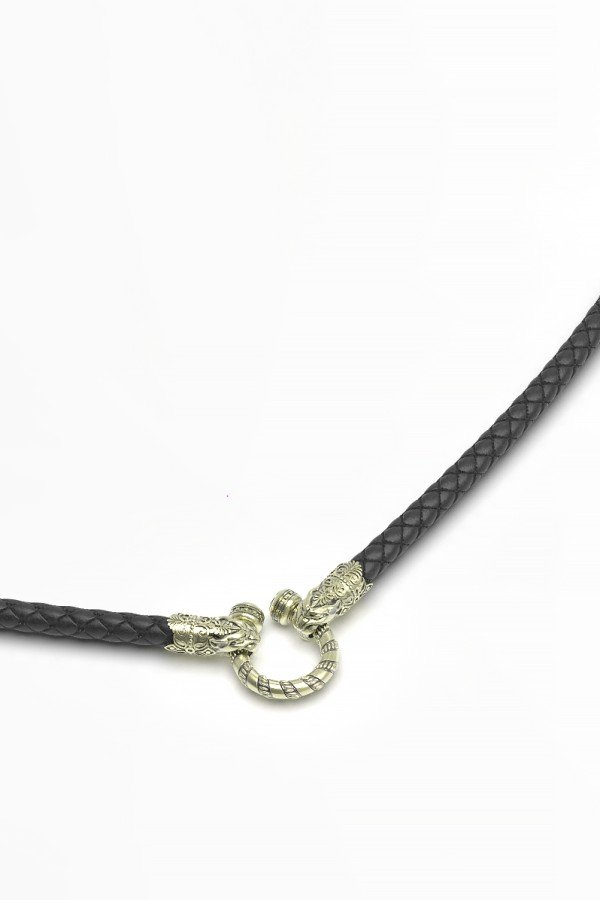 Шнурок кожаный из зелёного золота c кожаным шнурком