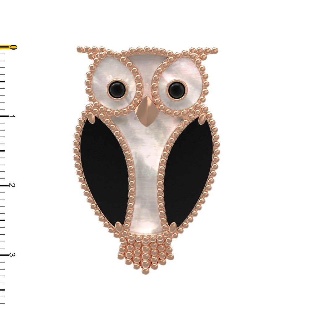 Брошь из золота c эмаль , ониксом и перламутром