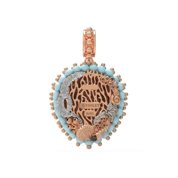 Подвеска из золота c эмаль и бирюзой