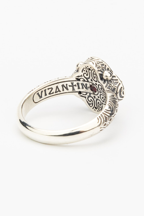 Кольцо из серебра и золота c сапфиром и рубином