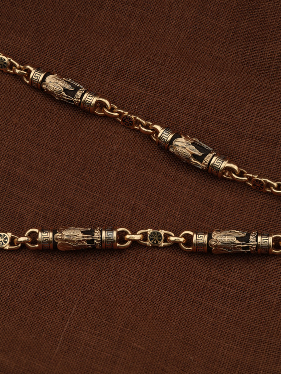 Цепь из золота c эмаль и эбеновым деревом