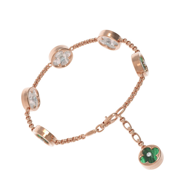 Браслет из золота c бриллиантами, малахитом и перламутром