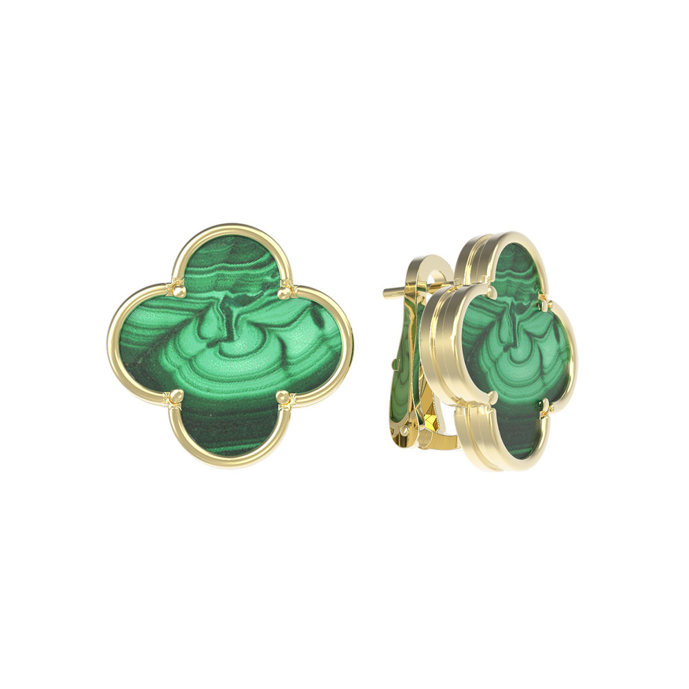 Серьги из лимонного золота c малахитом