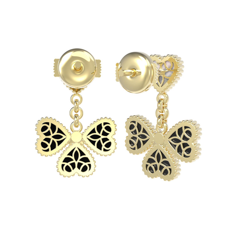 Серьги из лимонного золота c ониксом и перламутром