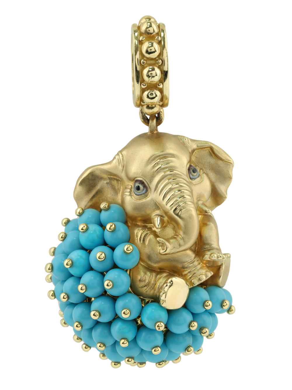 Подвеска из лимонного золота c эмалью и бирюзой