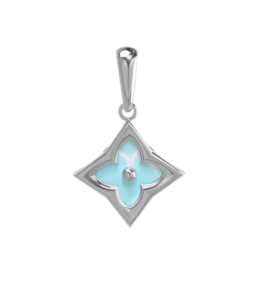 Подвеска из белого золота c бирюзой
