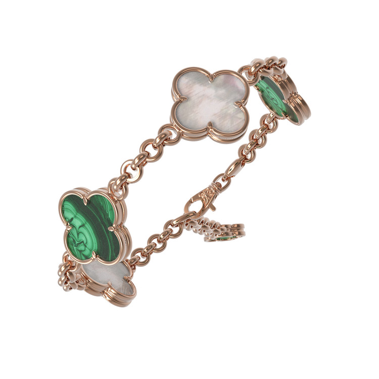 Браслет из золота c малахитом и перламутром