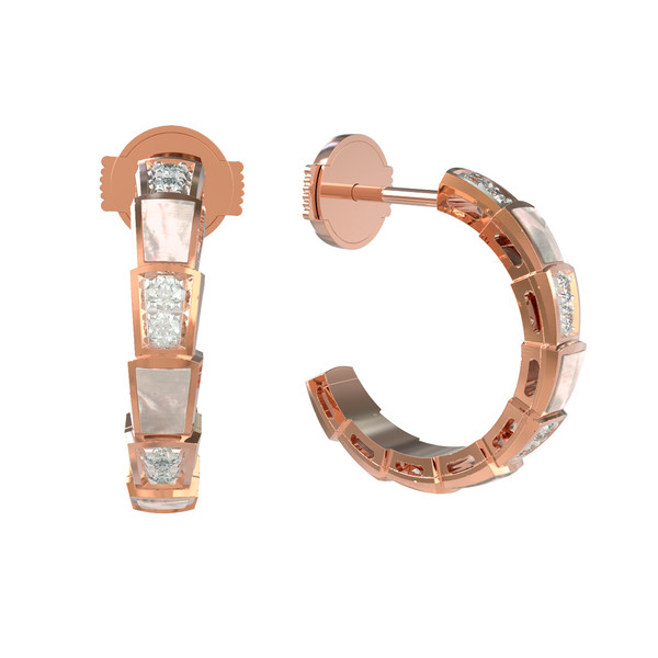 Серьги из золота c бриллиантами и перламутром