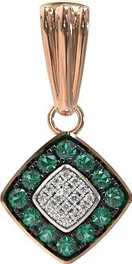 Подвеска из золота c бриллиантами и изумрудом