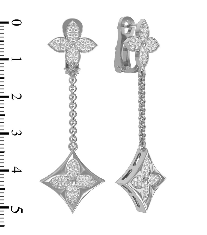 Серьги из белого золота c бриллиантами