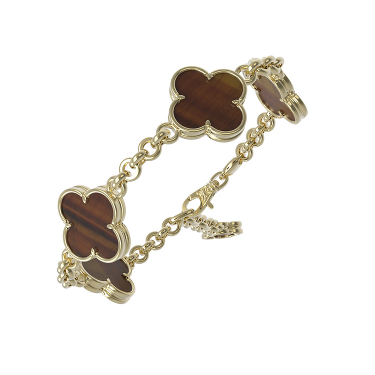 Браслет из лимонного золота c тигровым глазом