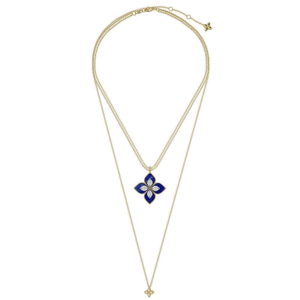 Колье из лимонного золота c бриллиантами и лазуритом