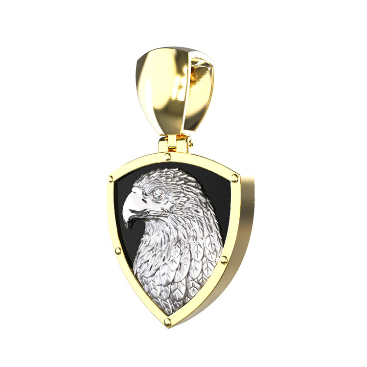 Подвеска из лимонного золота c бриллиантами и ониксом