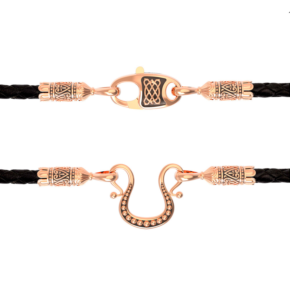 Шнурок кожаный из золота c кожаным шнурком