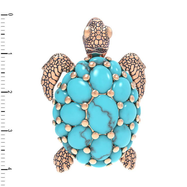 Брошь из золота c эмаль и бирюзой