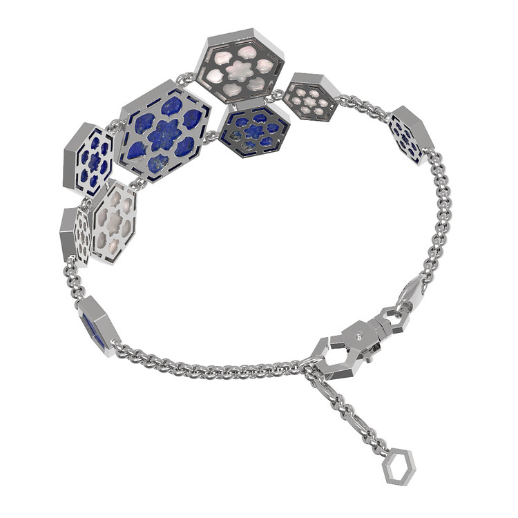 Браслет из белого золота c лазуритом и перламутром