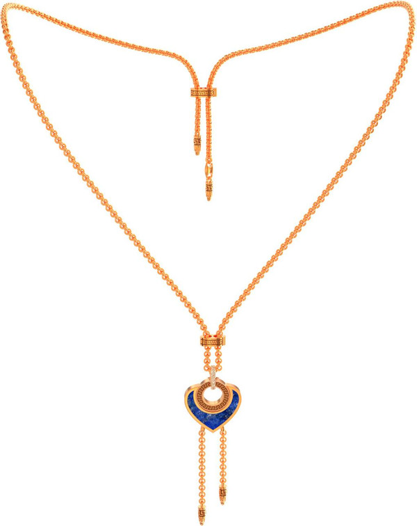 Колье из золота c фианитом, лазуритом и перламутром