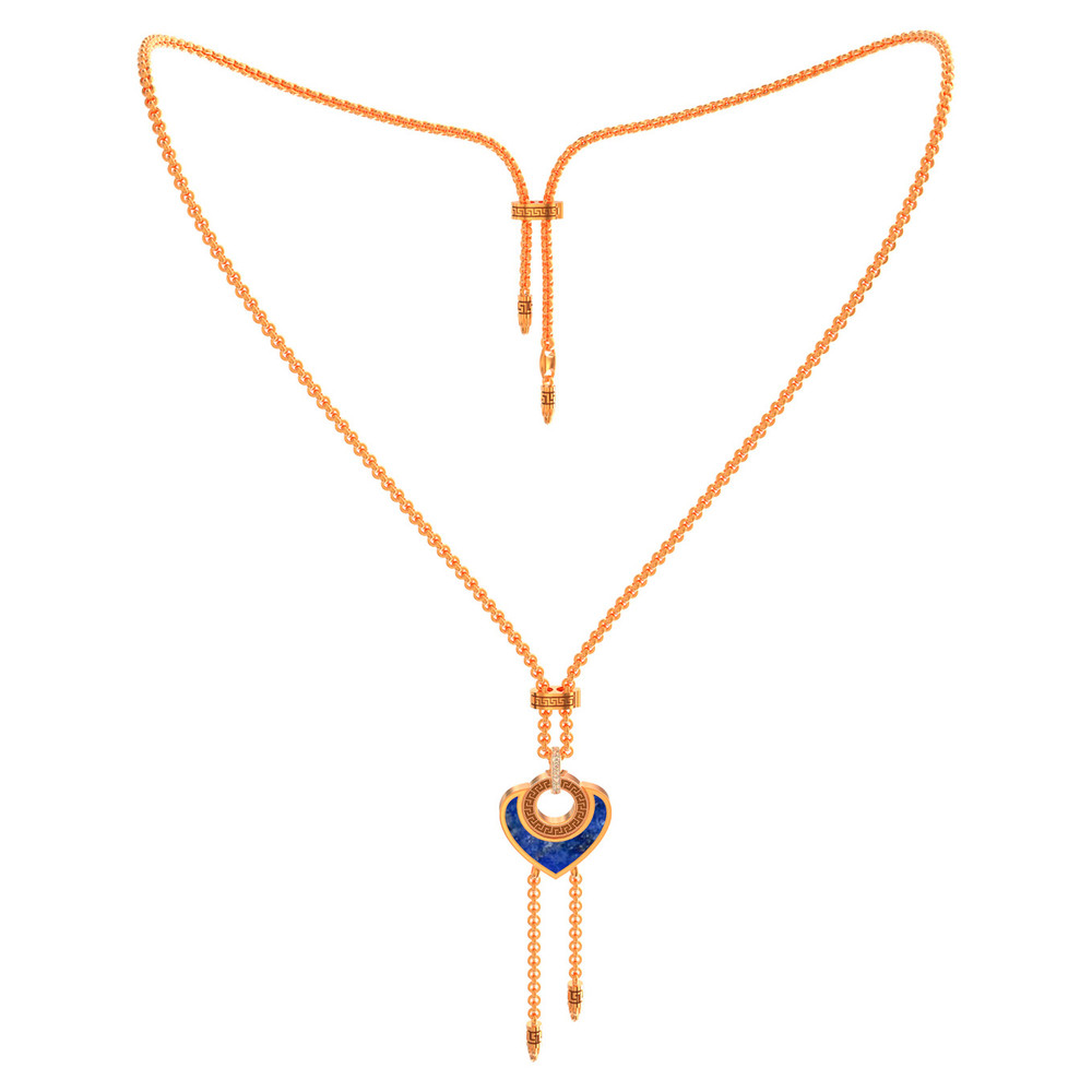 Колье из золота c фианитом, лазуритом и перламутром