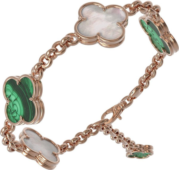 Браслет из золота c малахитом и перламутром