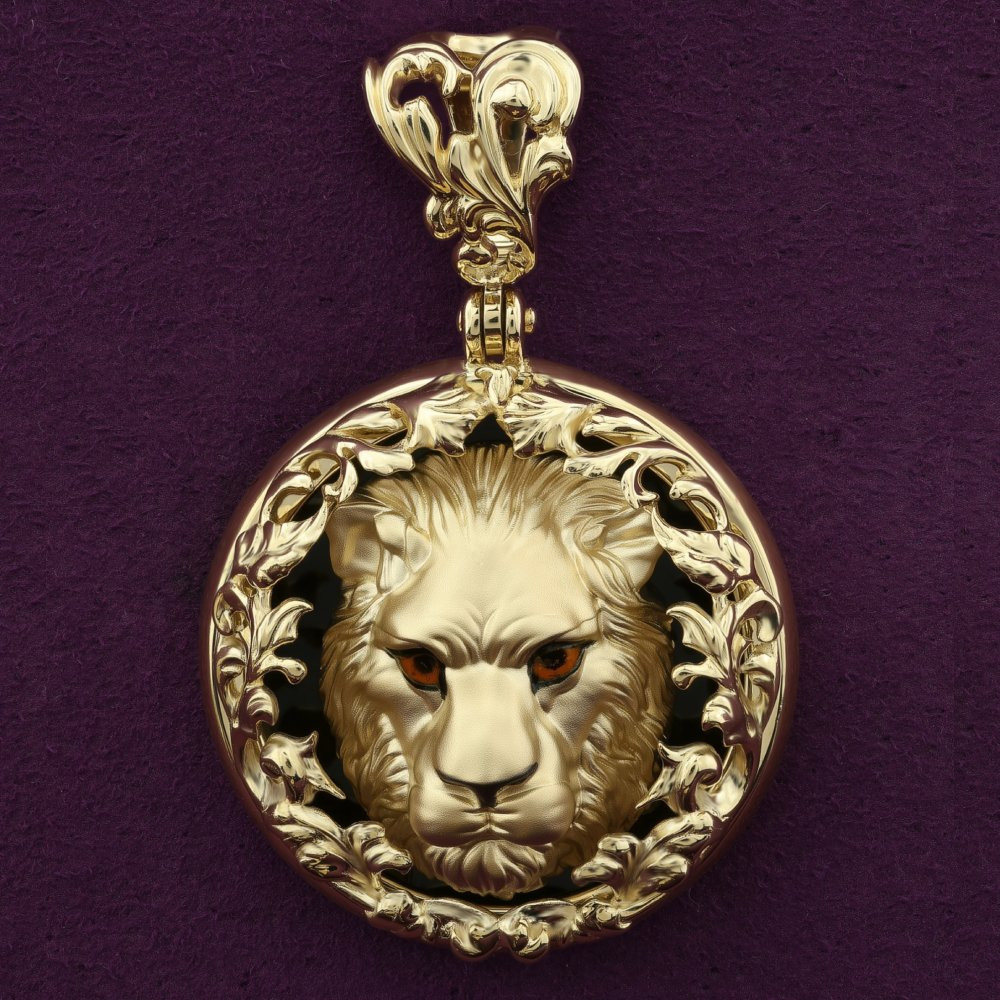 Подвеска из лимонного золота c эмалью и ониксом