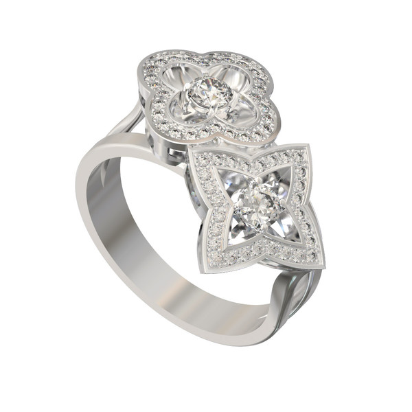 Кольцо из белого золота c бриллиантами