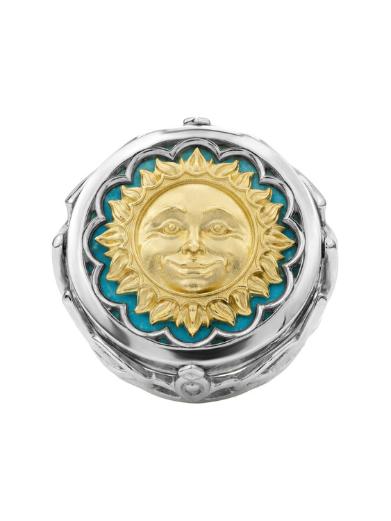 Кольцо из белого золота c бирюзой и лазуритом