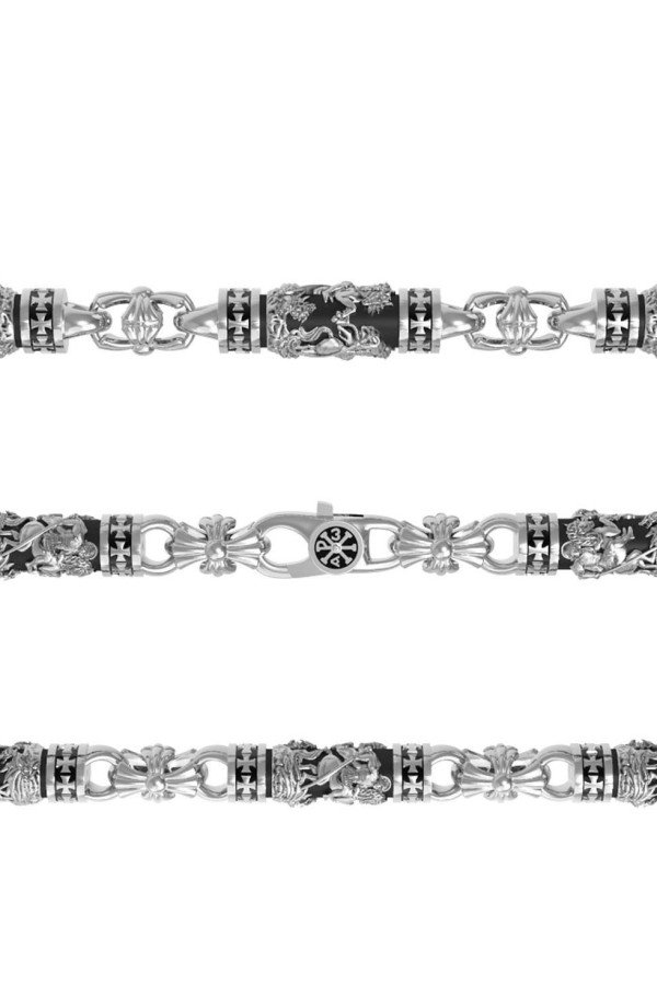 Цепь из белого золота c эбеновым деревом