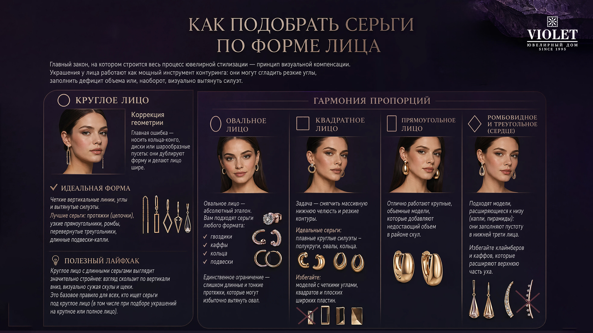 Как подобрать серьги по форме лица